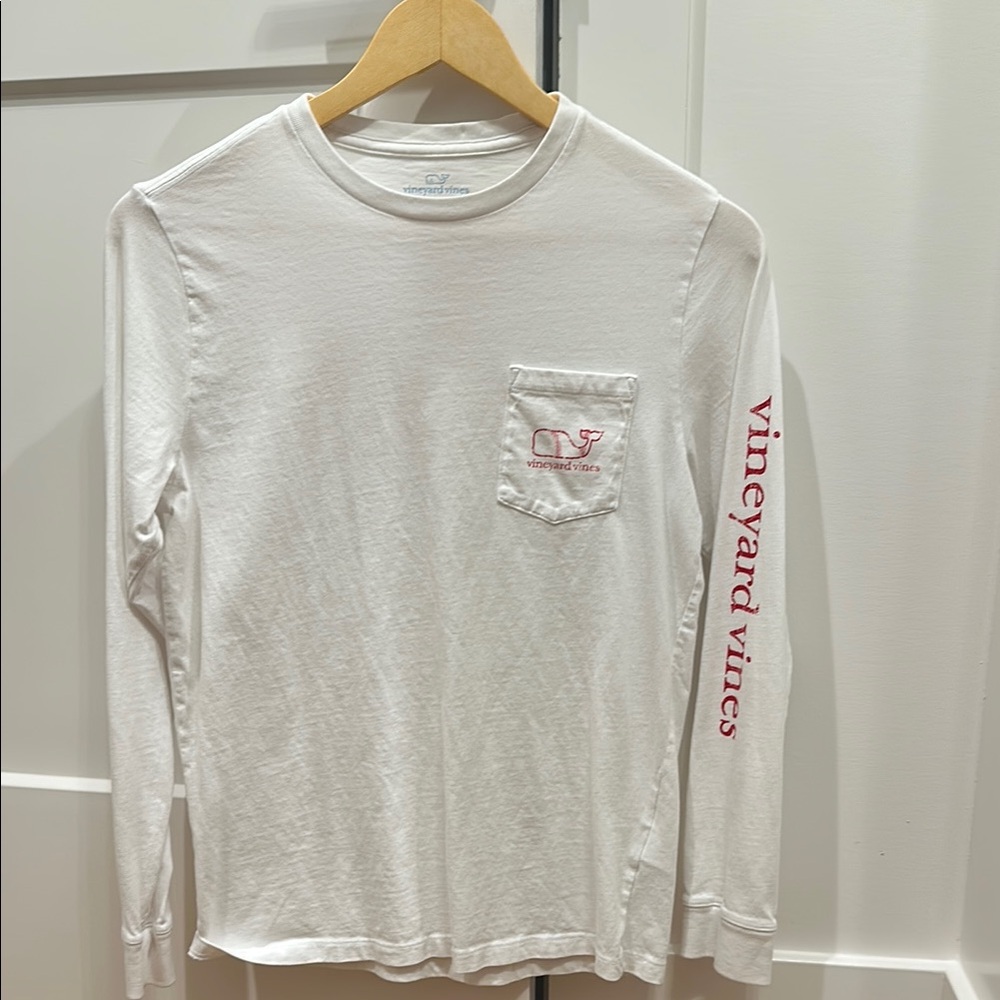 Vineyard Vines White Long Sleeve Boy’s Baseball Themed Shirt